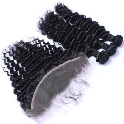 China Deep Wave Mink Bundle Hair with Closure, Natural Color Deep Wave Hair with Closure for sale