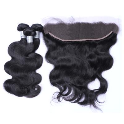 China Brazilian Body Wave Virgin Hair Extensions Weave With Lace Frontal Closure for sale
