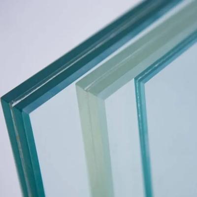 China Clear Tempered Over Laminated Glass 6.38/10.38/16/12 /13.52 Mm Low Iron Polished Edge for sale