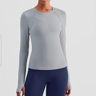 China Long Sleeve Crew Neck Women Equestrian Tops Running Fitness Breathable for sale