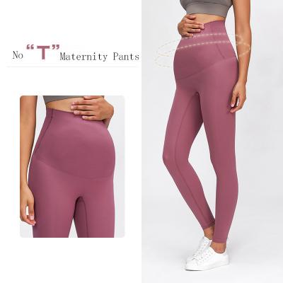 China High Stretch Pregnant Women Yoga Pants Nylon Wrapped Maternity Workout Leggings for sale