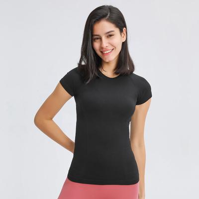 China 6 Colors Women's Short Sleeve Gym Tops Nylon Quick Drying Athletic Shirts for sale