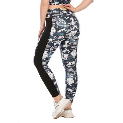 China Oversized Patterned Yoga Pants Customized Hip Lifting Sports Leggings For Fat Lady for sale