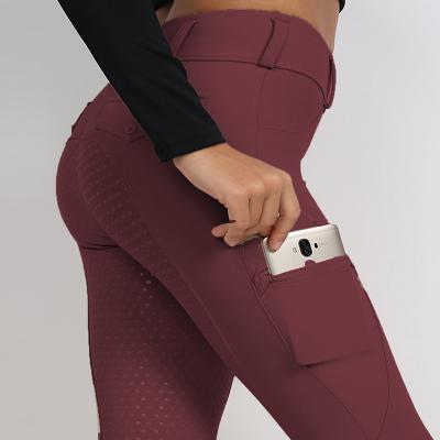 China Women Burgundy Riding Breeches Quick Dry Silicone Grip Full Seat Riding Breeches for sale