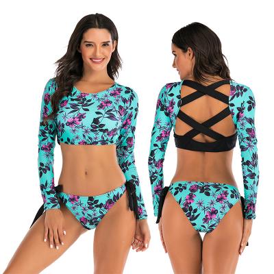 China Side Strap Bathing Womens Surfing Suits Sunscreen Split Flowers Quick Drying for sale