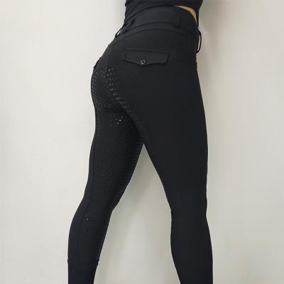 China Compression High Waisted Riding Breeches Woman Full Seat Black Equestrian Leggings for sale