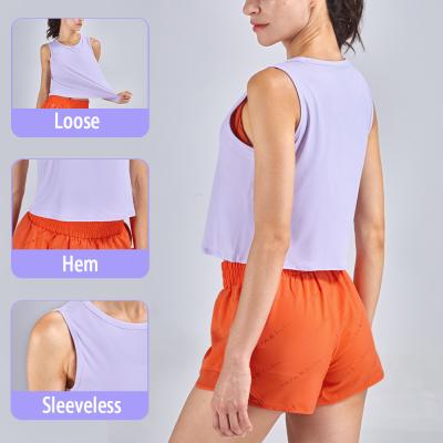 China Sleeveless Loose Yoga Workout Tops Women Fitness Sports Vest for sale