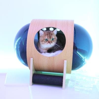 China Warm Cozy Dog Cat Space Capsule Bed 60*40cm With Clear Acrylic Dome for sale