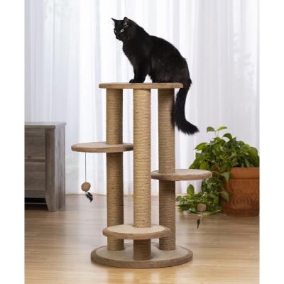 China 37inch Cat Tree Scratching Post tower jute wrapped Multi Platform Cat Climbing Frame for sale
