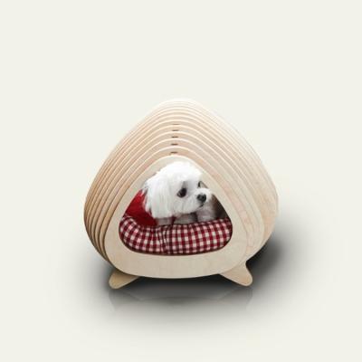 China Wood Fishbone Round Cat House Cute Puppy Beds For Balcony Living Room for sale
