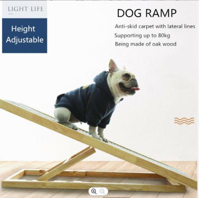 China 100 Pounds Pet Adjustable Dog Ramp Zoopollo Folding Portable Dog Stairs Bed Ramp For Dogs for sale