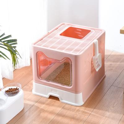China ABS Portable Collapsible Top Entry Cat Litter Box 5L With Door for sale