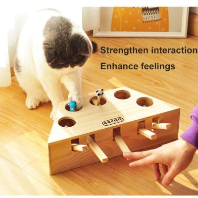 China Solid Wooden Interactive Cat Hunt Mouse Toy Hit Hamster Mouse Cat Toy Interactive Cat Toy for sale