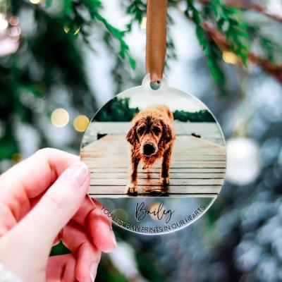 China handcrafted Christmas Pet Photo Memorial Ornament UV print for sale