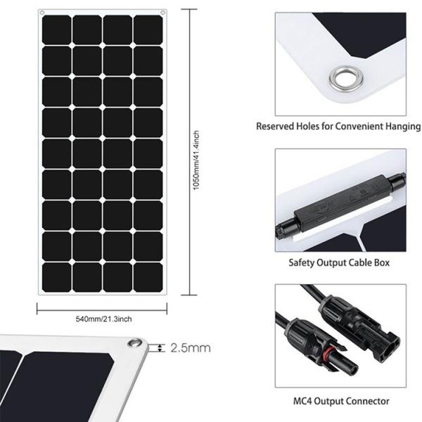 Quality Sunpower Rollable Semi Flexible Solar Panels ETFE 100W 120W 150W 155W 165W 170W for sale