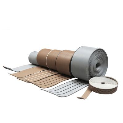 China 190mm*5mm*25m Inner-Lock Waterproof Teak Synthetic Marine Deck PVC Composite Flooring Mat for sale