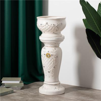 China Modern Minimalist Home Livingroom Decoration Piece Flower Vase Roman Column Tall Ceramic Vases For Home Decor for sale