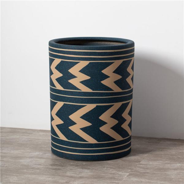 Quality Nordic style modern home indoor decoration planter garden blue cylinder ceramic flower pots in bulk for sale