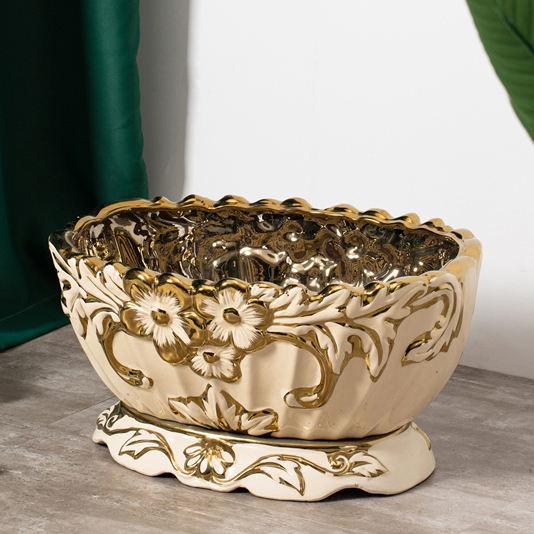 Quality New design luxury succulent planter creative gold garden desktop decoration ceramic flower pots in bulk for sale
