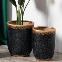 Quality Minimalism style indoor outdoor balcony decor matte flower pots mold black gold for sale