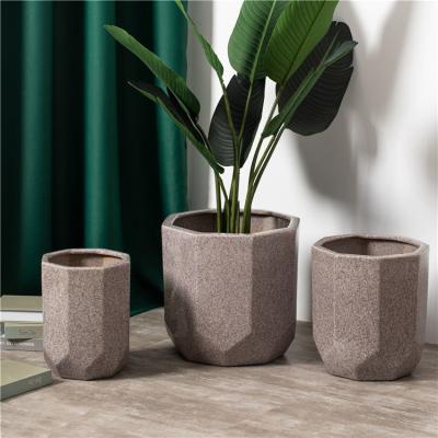 China Cheap outdoor and indoor decorative large planter custom polygon shape ceramic flower pots molds for sale