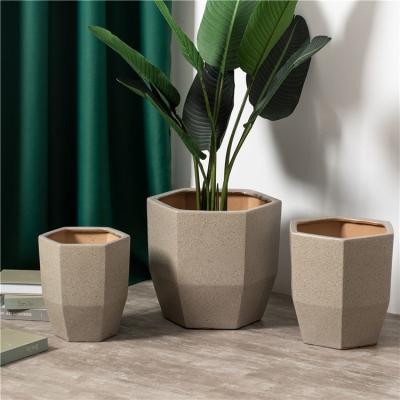 China Hot Sale Big Indoor Outdoor Decorative Floor Planter Garden Pot Custom Ceramic Flower Pot Set for sale