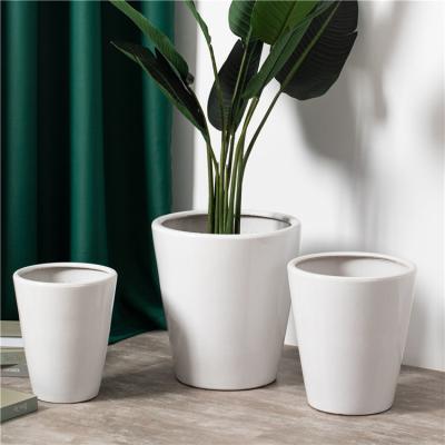 China Popular design large garden planter wholesale bulk cheap home hotel decoration white ceramic flower pots for sale