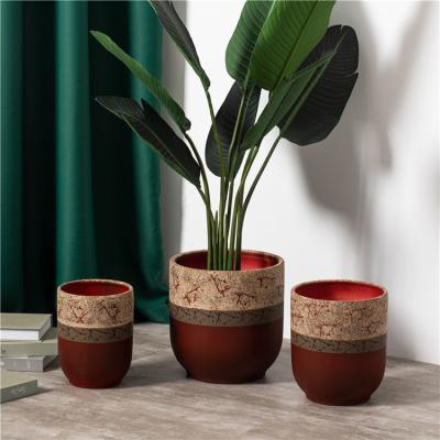 China Nordic style luxury home hotel corridor decoration planter custom red ceramic flower pots molds for sale