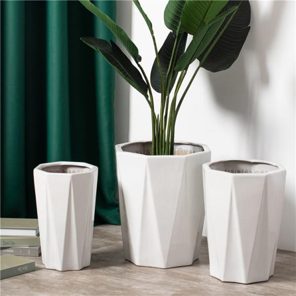 Quality wholesale nordic garden large big size flower pots home decoration white modern ceramic outdoor indoor plant pots for sale