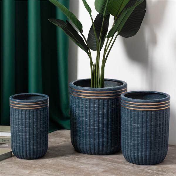 Quality Modern handmade gold rim decorative garden porcelain bonsai pots cheap ceramic matte flower pots for plants for sale