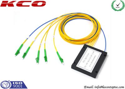 China FTTH Fiber Optic ABS Box PLC Splitter / Corning Optical Fibre Splitter 1 x 4 Type for sale