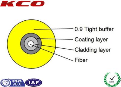 China Cabo de fibra ótica simples interno, cabo de fibra ótica protegido apertado de 0.9mm à venda