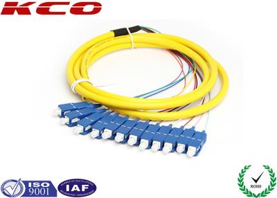 China Coleta óptica los 2.5m del modo mono del solo modo de la coleta de la fibra óptica del fanout de las fibras de SC/UPC 12 en venta