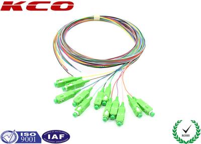 China SC/APC 12 fibers colors multi-fibers single mode monomode optical fiber pigtail 1.5m LSZH for sale