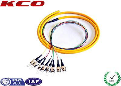 China ST/UPC single mode 9/125 fiber optic fanout pigtails 8 cores fibers fo 2m for sale