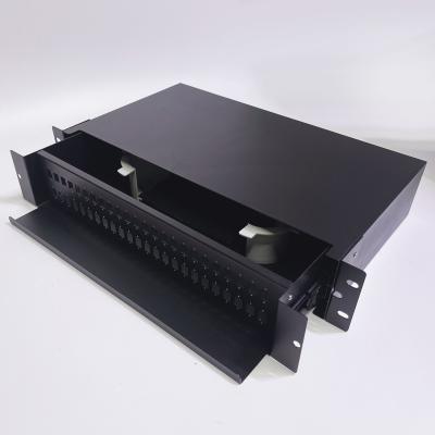 China Rack Mountable Fiber Optic Cable Patch Panel 2U 48 Ports SC LC FC ST E2000 Adapter for sale