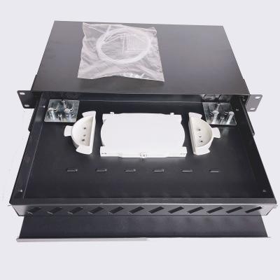 China 1U 12 Ports 19 Inch Patch Panel SC Duplex Fiber Optic Cable Joint Box for sale