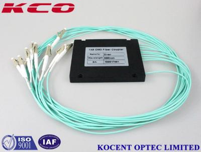 China GPON EPON FTTH 1x8 Multimode Fiber Optic Splitter , OM3 Optical Fiber Coupler 50/125 for sale