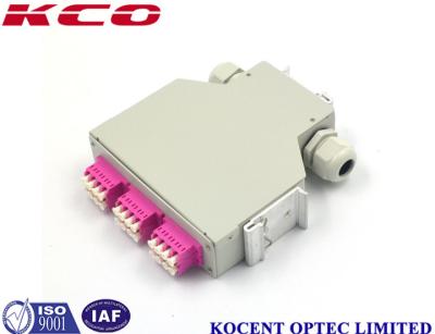 China Portos terminais KCO-DINRAIL-LC-OM4-24 da caixa de tala OM4 do trilho do ruído da fibra ótica de FTTH GPON LC 24 à venda