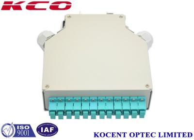 中国 多重モードOM3 SCのアダプターのためのKCO-DINRAIL-SC-OM3-12喧騒の柵繊維の光学スプライスの端子箱 販売のため