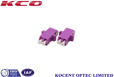 China Adaptador Duplex de Fibra Óptica Violeta OM4 LC com alinhamento de flange de alta precisão à venda
