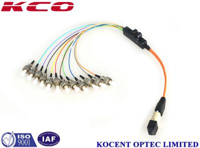 China OM1 62.5 OM2 50/125 MPO To 12 ST Fiber Optic Breakout Cable Multimode Long Lifespan for sale