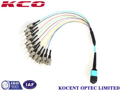 China MPO MTP To ST Fiber Optic Patch Cord 50/125 OM3 OM4 10G 40G 100G 200G for sale