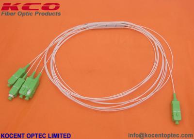 China High Stability Blockless Fiber Optic Splitter PLC 0.9mm 1.0m 1.5m 2.0m LSZH SC/APC 1x4 for sale