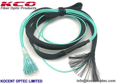 China Cable modificado para requisitos particulares MPO 12LC OM3 OM4 del camión de la fibra óptica con la tracción del tubo de la protección ocular en venta
