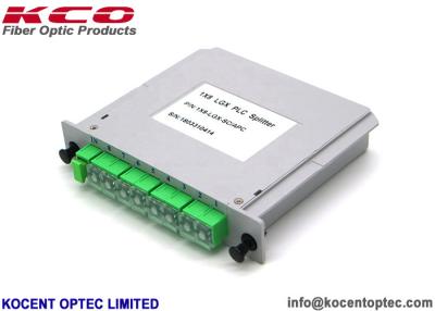中国 棚の取付け可能な端子箱のための緑1*8繊維光学のディバイダー1x8 LGX PLCのディバイダー 販売のため