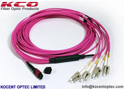 China OM4 MPO MTP Fiber Patch Cord LC SC Connector 8 12 24 Core Pink Violet LSZH for sale