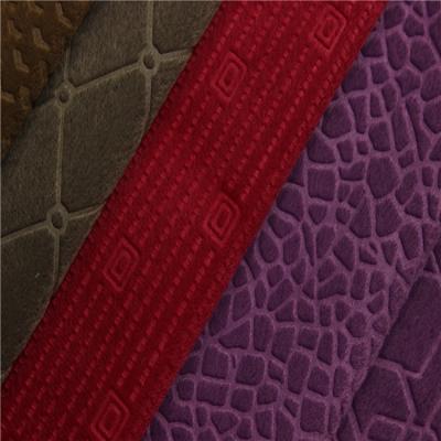China Plain Fashion Embossed Velvet Upholstery Fabric Bonding TC Back for sale