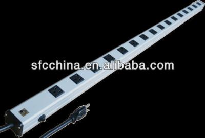 China SFC306-1648B aluminium alloy UL approved American 16-outlet power strip, with 15A curcuit breaker for sale