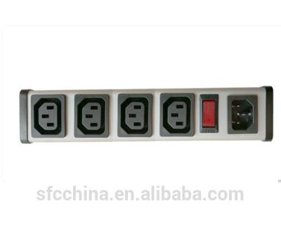 China IEC 60320 C13 C14 PDU POWER STRIP, 4 OUTLETS, 10A-230V, VERTICAL RACK / SURFACE MOUNT, METAL ENCLOSURE, D.P. CIRCUIT BREAKER, for sale